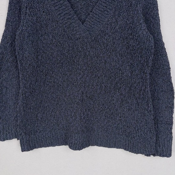 Chicos Sweater Womens 2 Large Blue V Neck Boucle Metallic Knit Pullover Textured - Picture 3 of 12